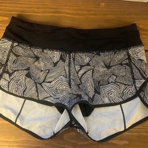 Black and white, size four, 2.5 inseam, Lululemon shorts